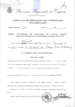 Delibera del Commissario Straordinario con i poteri della Giunta n