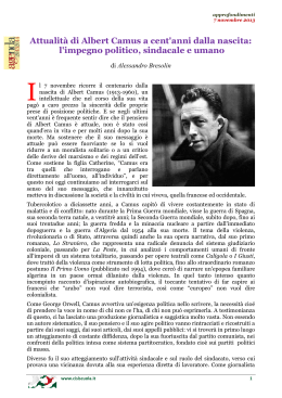 Attualità di Albert Camus a cent`anni dalla nascita: l`impegno politico