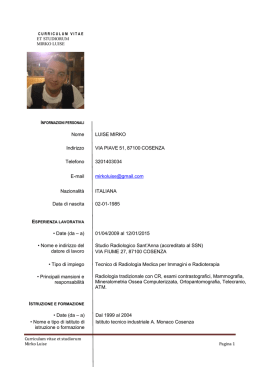 Nome LUISE MIRKO Indirizzo VIA PIAVE 51, 87100 COSENZA