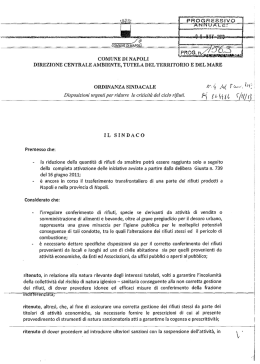 L`Ordinanza del Sindaco n°1563 dell`08/11/2013