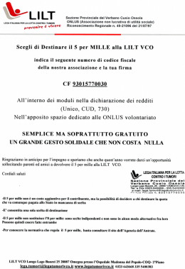 Scegli di Destinare il 5 per MILLE alla LILT VCO