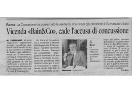 Vicenda «Bain&(l e», cade l`accusa di concussione