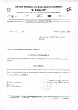 nomina sostituzione prof.ssa cagiano rosaria maria