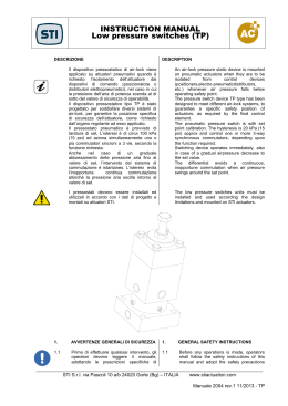 INSTRUCTION MANUAL Low pressure switches (TP)