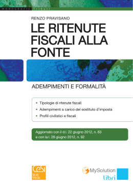 LE RITENUTE FISCALI ALLA FONTE