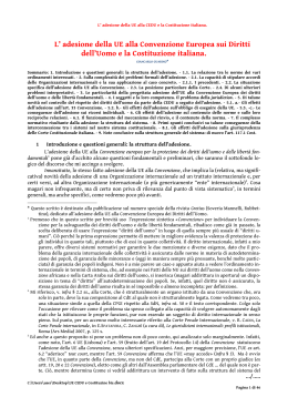 L`adesione della UE alla Convenzione europea sui diritti dell`uomo