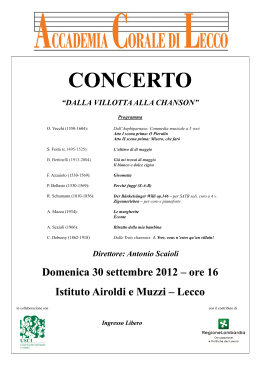 Domenica 30 settembre 2012 – ore 16 Istituto Airoldi e Muzzi – Lecco