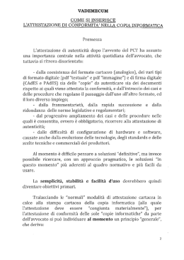 vademecum come si inserisce l`attestazione di conformita` nella
