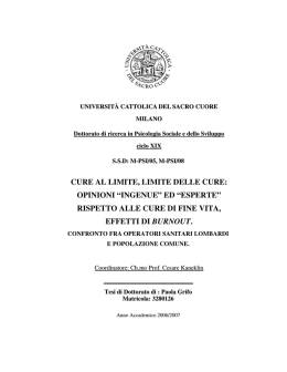 cure al limite, limite delle cure - Universit&agrave; Cattolica del Sacro Cuore