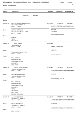 Nome societ&agrave; Registrazione 17/01/2014 Milano, Codice 1 Prima Aff