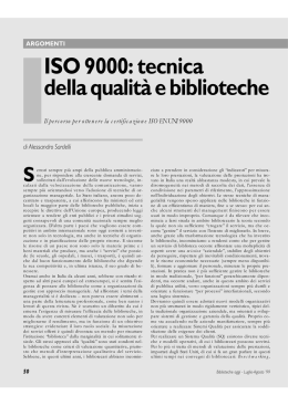 ISO 9000: tecnica della qualit&agrave; e biblioteche