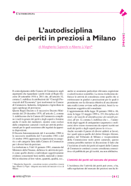 L`autodisciplina dei periti in preziosi a Milano