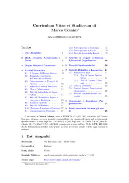 Curriculum Vitae et Studiorum di Marco Comini