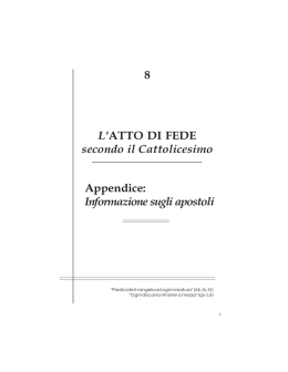 L`ATTO DI FEDE secondo il Cattolicesimo Appendice