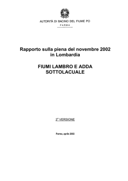 Lambro e Adda sottolacuale - Autorit&agrave; di Bacino del fiume Po