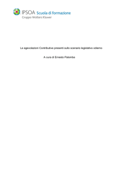 Le agevolazioni Contributive presenti sullo scenario legislativo