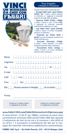 Prove d`acquisto e Prodotti in Promozione