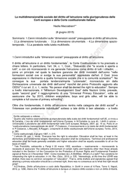 La multidimensionalit&agrave; sociale del diritto all`istruzione nella