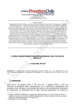 I primi orientamenti giurisprudenziali sul filtro in appello