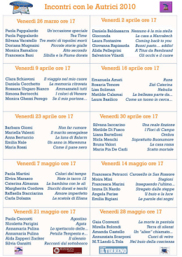 calendario delle presentazioni!