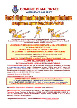 Locandina corsi di ginnastica per la popolazione 2015-2016