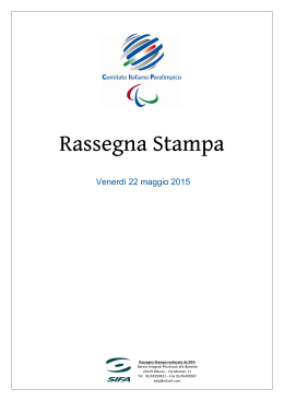 Rassegna 22 maggio 2015 - Comitato Italiano Paralimpico