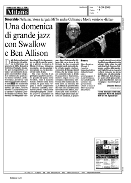 una domenica di grande jazz con swallow e ben allison