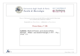 FONDO GHISI, N&deg; 126 - Facolt&agrave; di Musicologia