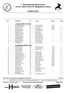 Offizielle Startliste Böcklrennen 2012