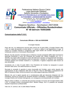 Stagione Sportiva &ndash; Sportsaison 2007/2008 Comunicato