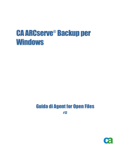 CA ARCserve Backup per Windows Guida di Agent for Open Files
