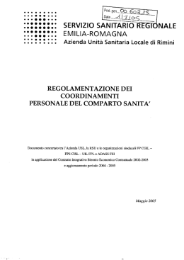 Regolamentazione dei Coordinamenti personale del Comparto Sanità