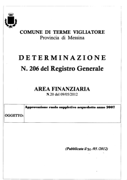 DETERMINAZIONE N. 206 del Registro Generale