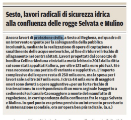 Sesto, lavori radicali di sicurezza idrica alla confluenza delle rogge