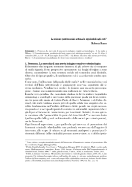 Le misure patrimoniali antimafia applicabili agli enti* Roberta Russo