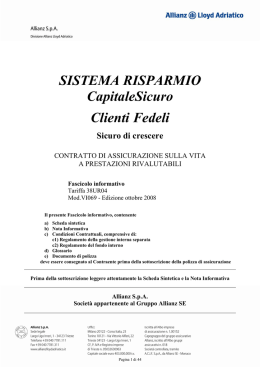 SISTEMA RISPARMIO CapitaleSicuro Clienti Fedeli Nota