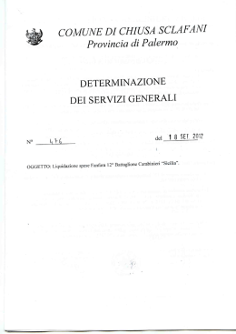 Liquidazione spese Fanfara 12° Battaglione Carabinieri “Sicilia”
