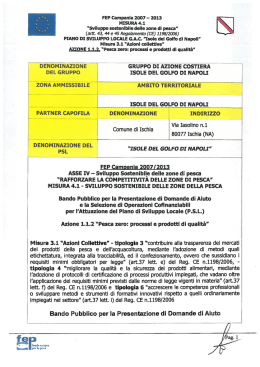Misura 3.1 Azione 1.1.2: pesca zero: processi e