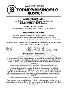 Lunedì 18 Gennaio 2016 BC SCORPION MILANO presso BOWLING