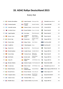 33. ADAC Rallye Deutschland 2015 Entry list