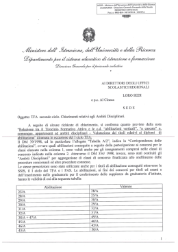 Nota 11424 del 6 ottobre 2014 - Chiarimenti ambiti disciplinari TFA