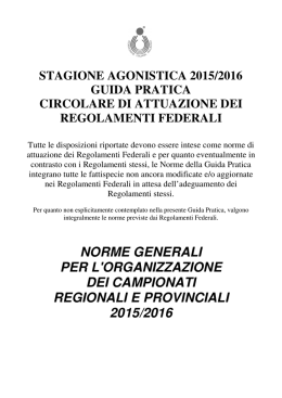 Norme Generali Campionati Regionali e Provinciali