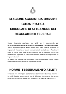 Norme Tesseramento atleti italiani