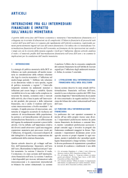 INTERazIONE FRa gLI INTERMEDIaRI FINaNzIaRI E IMPaTTO