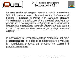 WP 4 &ndash; Indagini partecipative Sotto-attivit&agrave; 4.3