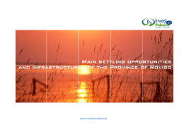 MAiN SETTliNG OPPORTUNiTiES AND iNFRASTRUCTURES OF