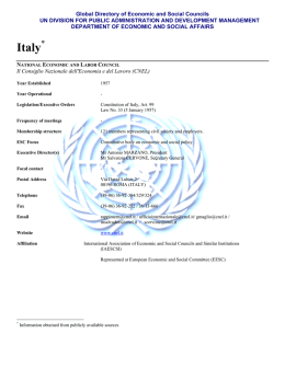 National Economic and Labor Council, Italy