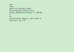 INCUNABOLI CLASSENSI NEW