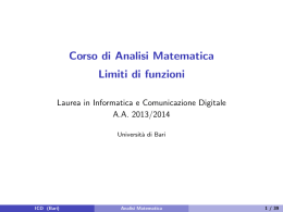 Corso di Analisi Matematica - Limiti di funzioni