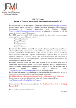 Call For Papers Journal of Financial Management, Markets